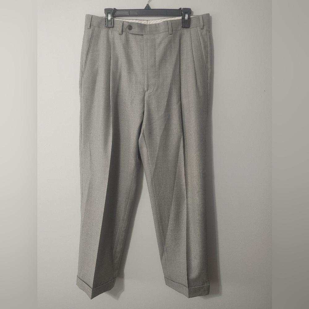 Samuelsohn Gray Men's Super 110s, 100% Wool Pants 34 Reg